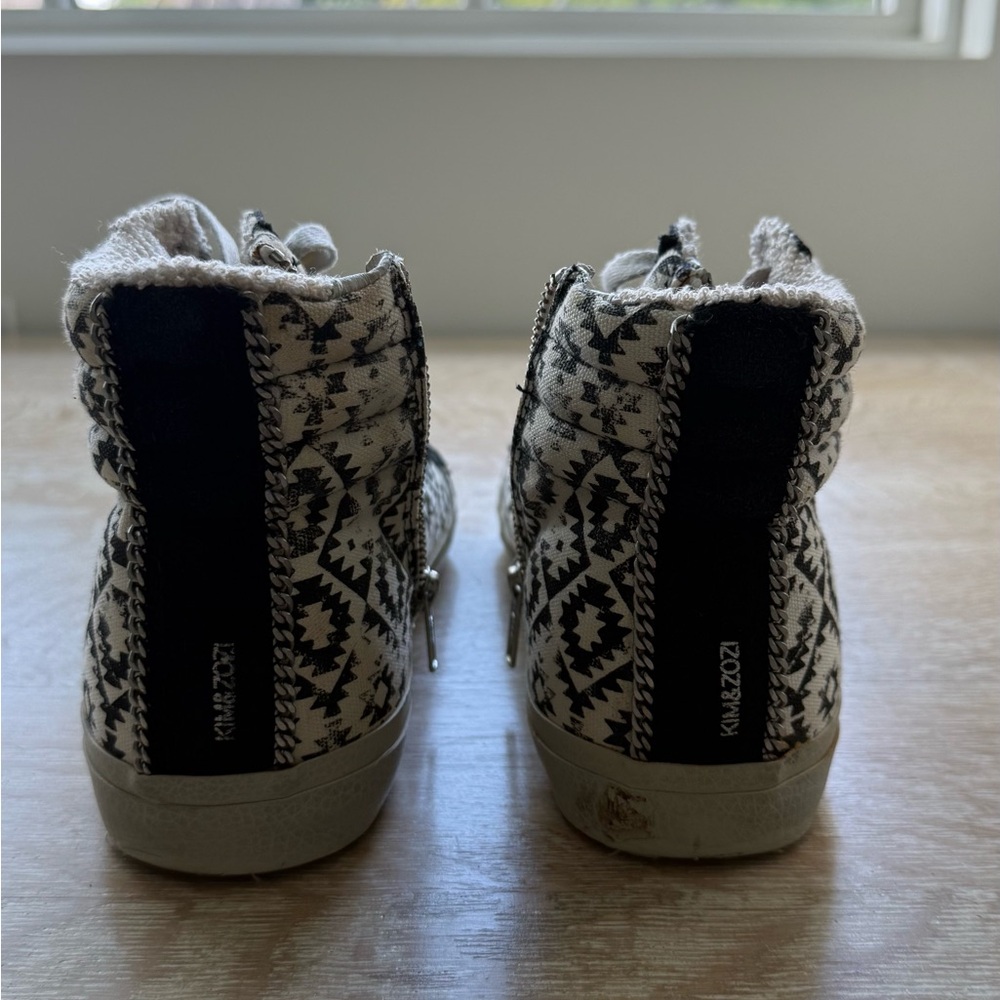 Kim & Zozi Black and Cream Patterned Sneakers